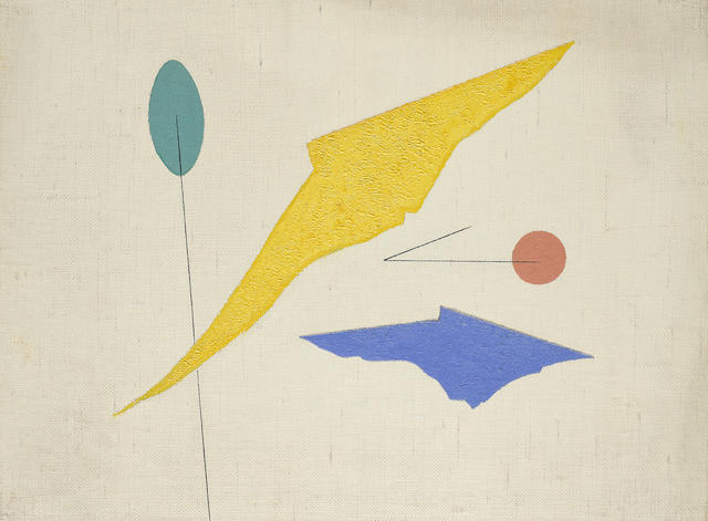 Charles Green Shaw (1892-1974) Untitled (Pink, Yellow and Blue Abstract) 9 1/8 x 12 1/4in