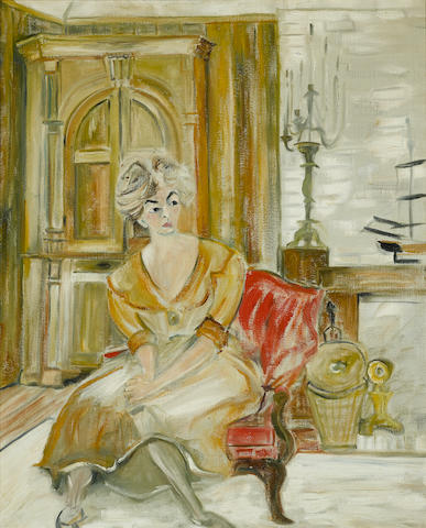 A Katharine Hepburn painting of her longtime secretary Phyllis Wilbourn which hung in her home