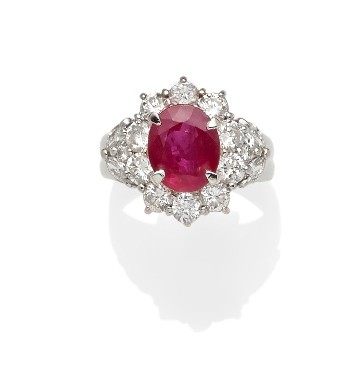 A ruby and diamond ring