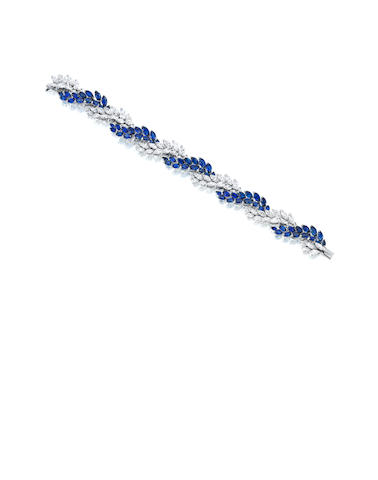 A diamond and sapphire bracelet, French