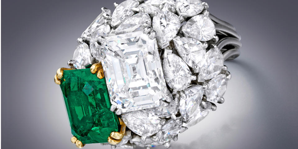 A Fine emerald and diamond ring