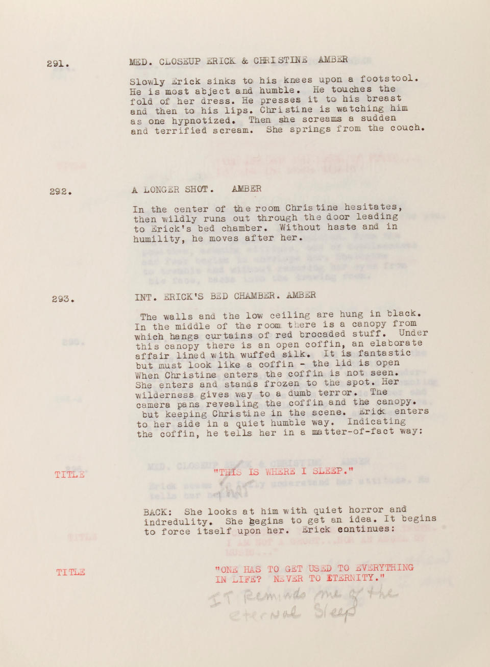 Bonhams An Annotated Script From The Phantom Of The Opera