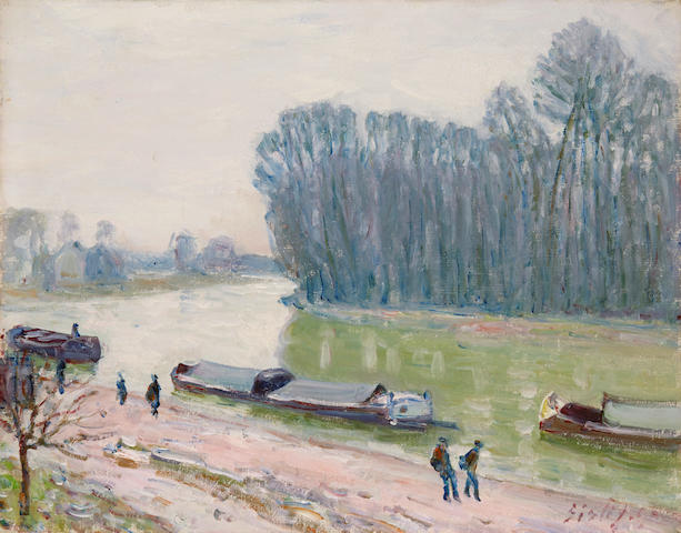 ALFRED SISLEY (1839-1899) P&#233;niches sur le Loing 13 x 16 in (33.5 x 41.5 cm) (Painted in 1896)