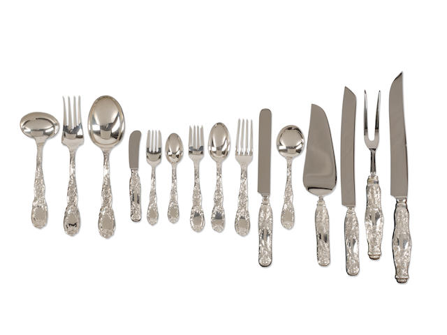 An American extensive sterling silver flatware service for 50  by Tiffany & Co., New York, 20th Century