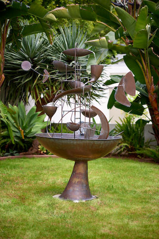 Philippe Hiquily (1925-2013) Fountaine Mobile II1979patinated brassheight overall 79in (200cm); basin width 60in (152cm); depth 36in (91cm)