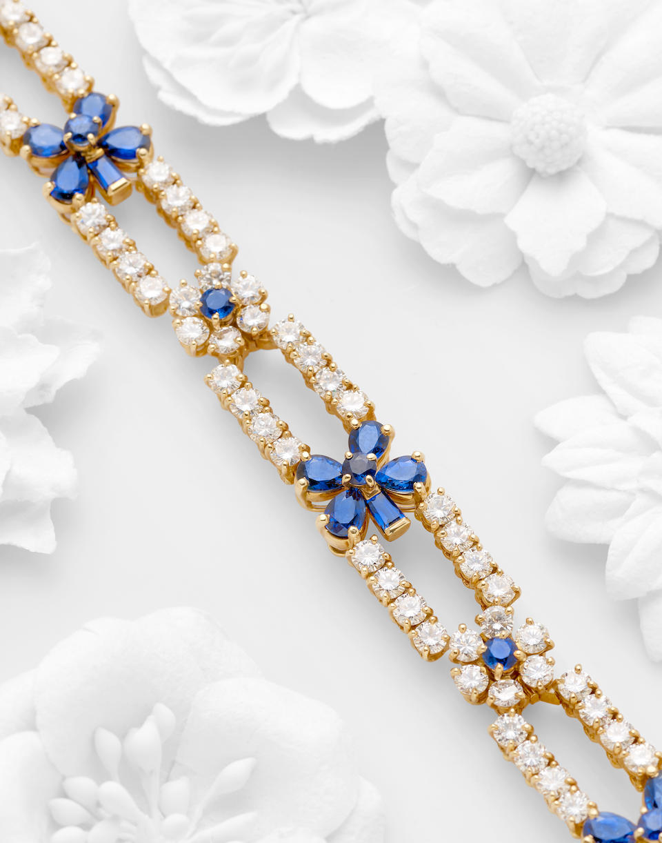 A sapphire and diamond bracelet, Fred, French