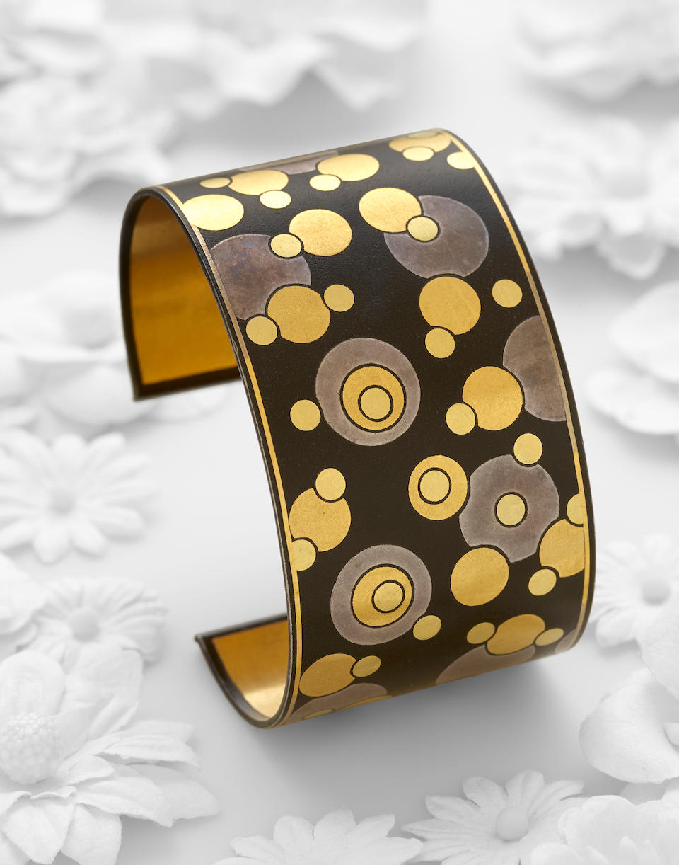 A gold, silver and black iron lacquer 'Bubble' cuff,  Angela Cummings for Tiffany & Co.,