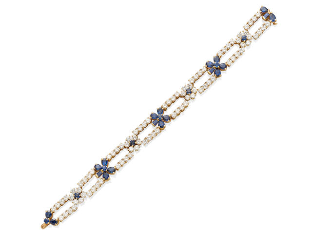 A sapphire and diamond bracelet, Fred, French