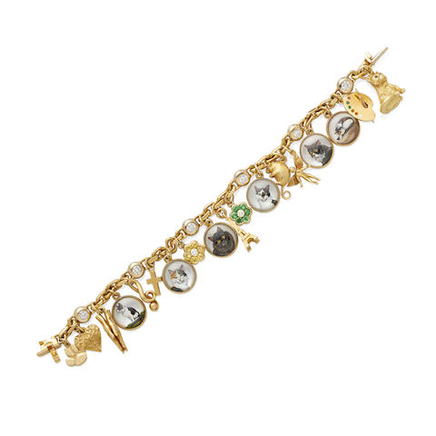 A diamond and gem-set charm bracelet, Asprey & Garrard
