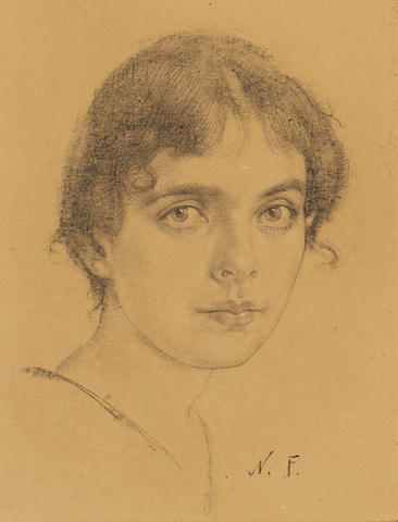 Nicolai Fechin (1881-1955) Portrait of Berenice Montgomery Strathearn sheet 16 3/4 x 12 3/4in (framed 32 x 19in)