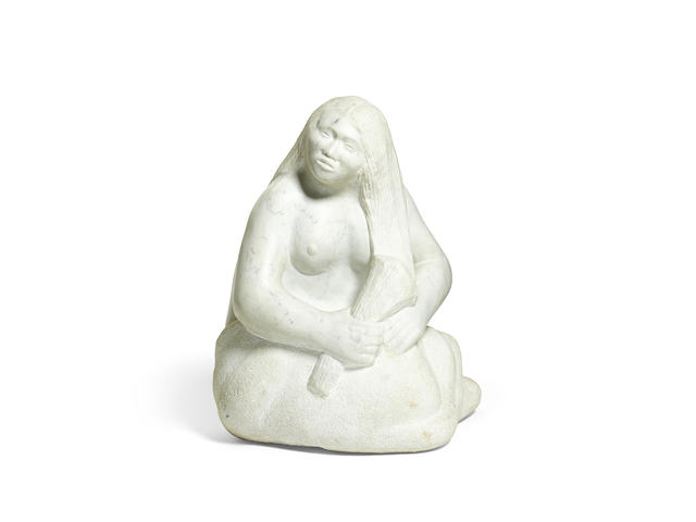 An Allan Houser carved marble sculpture, "I Brush My Hair," 1980