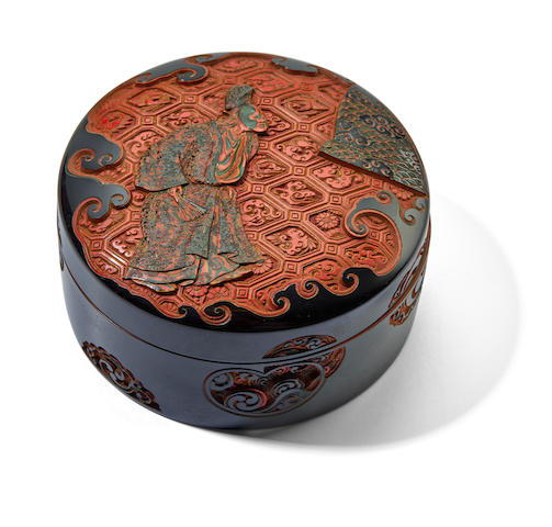 Yasuhiko (active late 19th century) A carved lacquer kogo (incense container)Meiji era (1868-1912), late 19th century