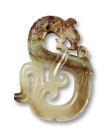 A jade 'phoenix' plaque Warring States/Han dynasty or later
