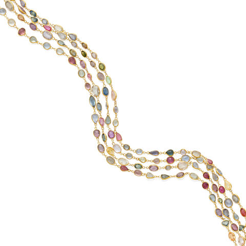 A multi-color sapphire necklace