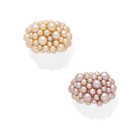 A set of colored cultured pearl rings, MIMI Milano
