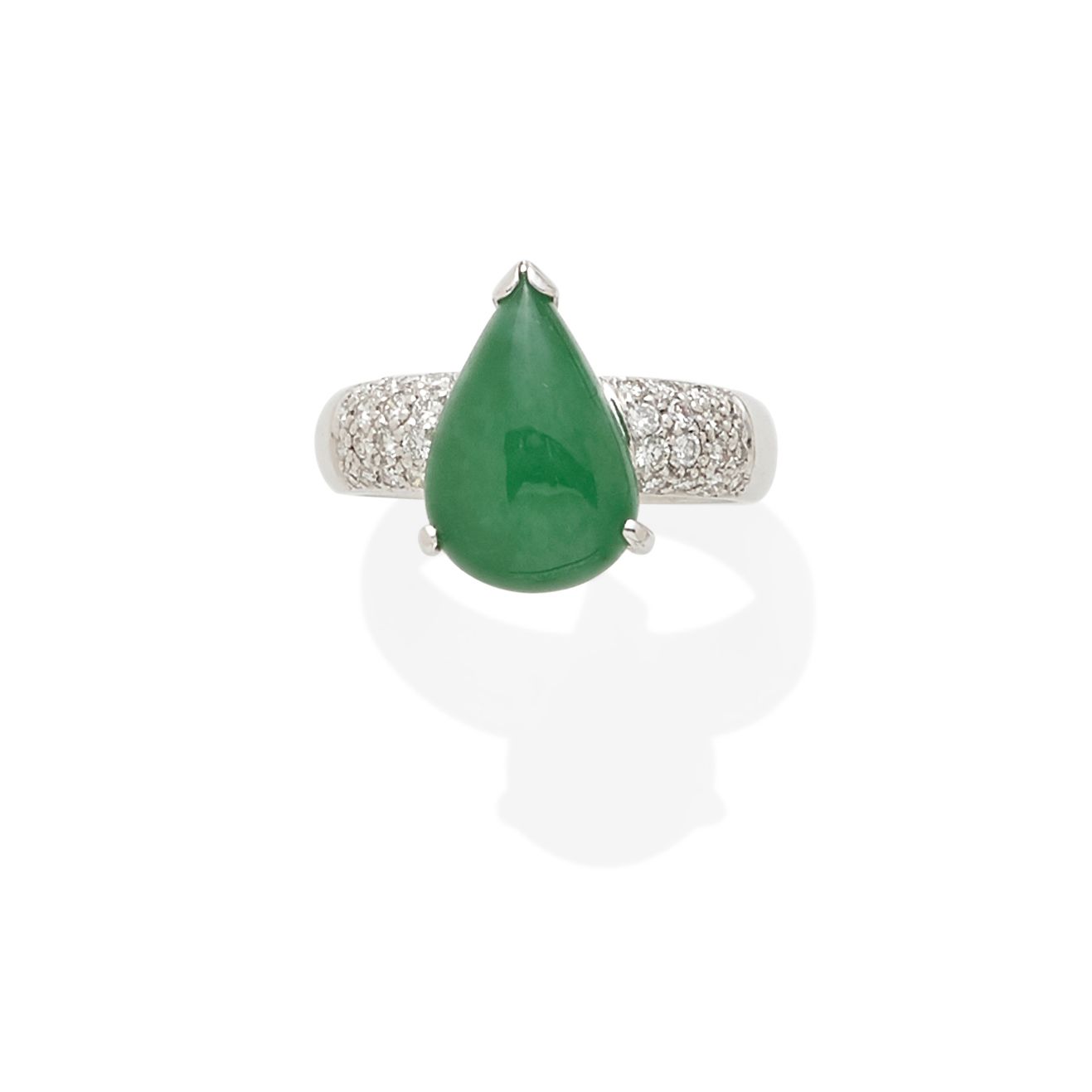A jadeite and diamond ring