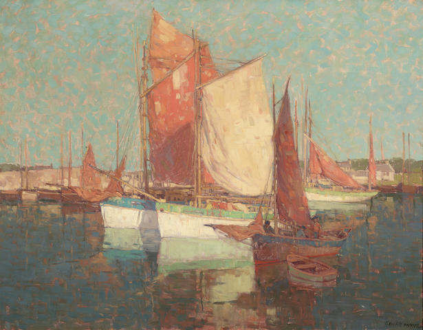 Edgar Payne (1883-1947) French Fishing Boats Off the Coast 34 1/4 X 44 1/4in