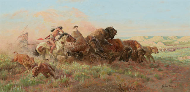 John Ford Clymer (1907-1989) Onslaught 15 x 30in
