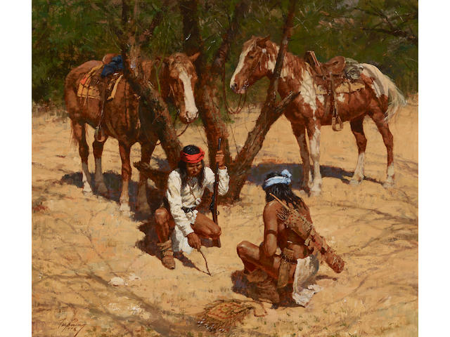 Howard Terpning (born 1927) Apache Road Map 21 x 24in (Painted in 1978.)