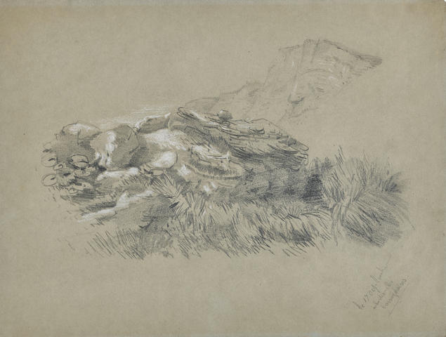 CLAUDE MONET (1840-1926) Rochers et falaisses &#224; Sainte-Adresse 9 1/16 x 12 1/16 in (23 x 30.6 cm) (Executed on September 17, 1857)