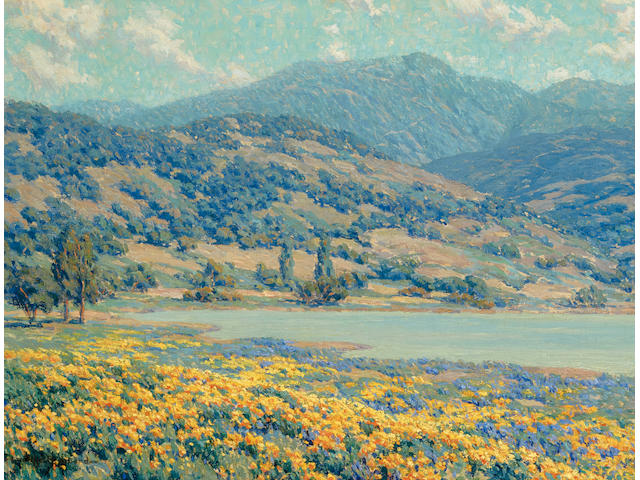 Granville Redmond (1871-1935) Lakeside Wildflowers 20 x 30in
