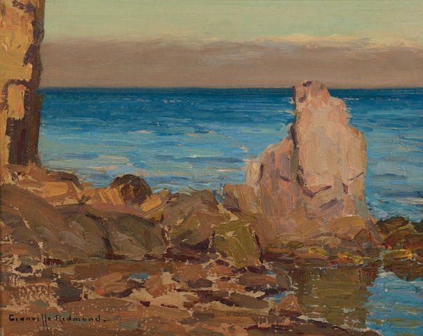 Granville Redmond (1871-1935) Catalina Beach with Rock 8 x 10in