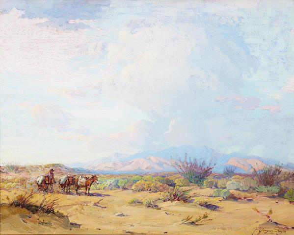 Fred Grayson Sayre (1879-1939) Prospector with Pack Mules 24 x 30in