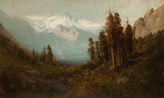 William Keith (1838-1911) Pack Train in the Sierras 24 x 40in