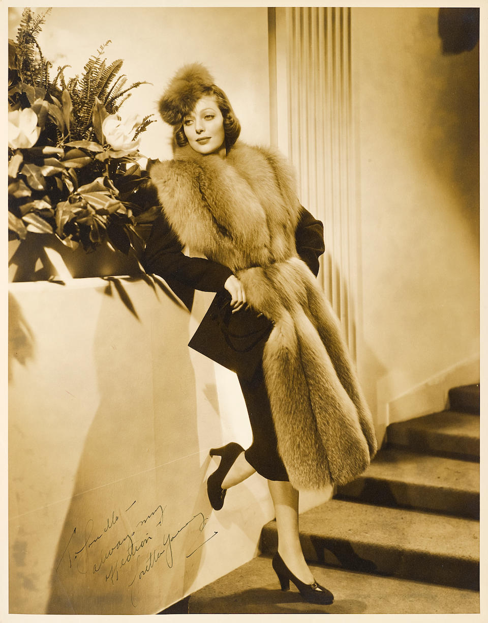 A Loretta Young group of signed items, one to Louella Parsons