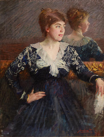 Matteo Sandona (1881-1964) Woman by a Mirror 41 x 30 1/4in