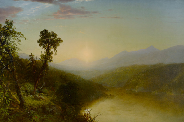 John Frederick Kensett (1816-1872), Sunset in the Adirondacks, 1859, oil on canvas, 40 x 60in Sunset in the Adirondacks 40 x 60 1/2in (101.6 x 153.7cm) (Painted in 1859.) image 1