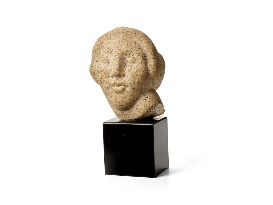 Gaston Lachaise (1882-1935) Head of a Woman [LF 320] 8 1/2in (21.6cm) high on a 5 1/8in (13 cm) high black Belgian marble base (Carved circa 1920s.)