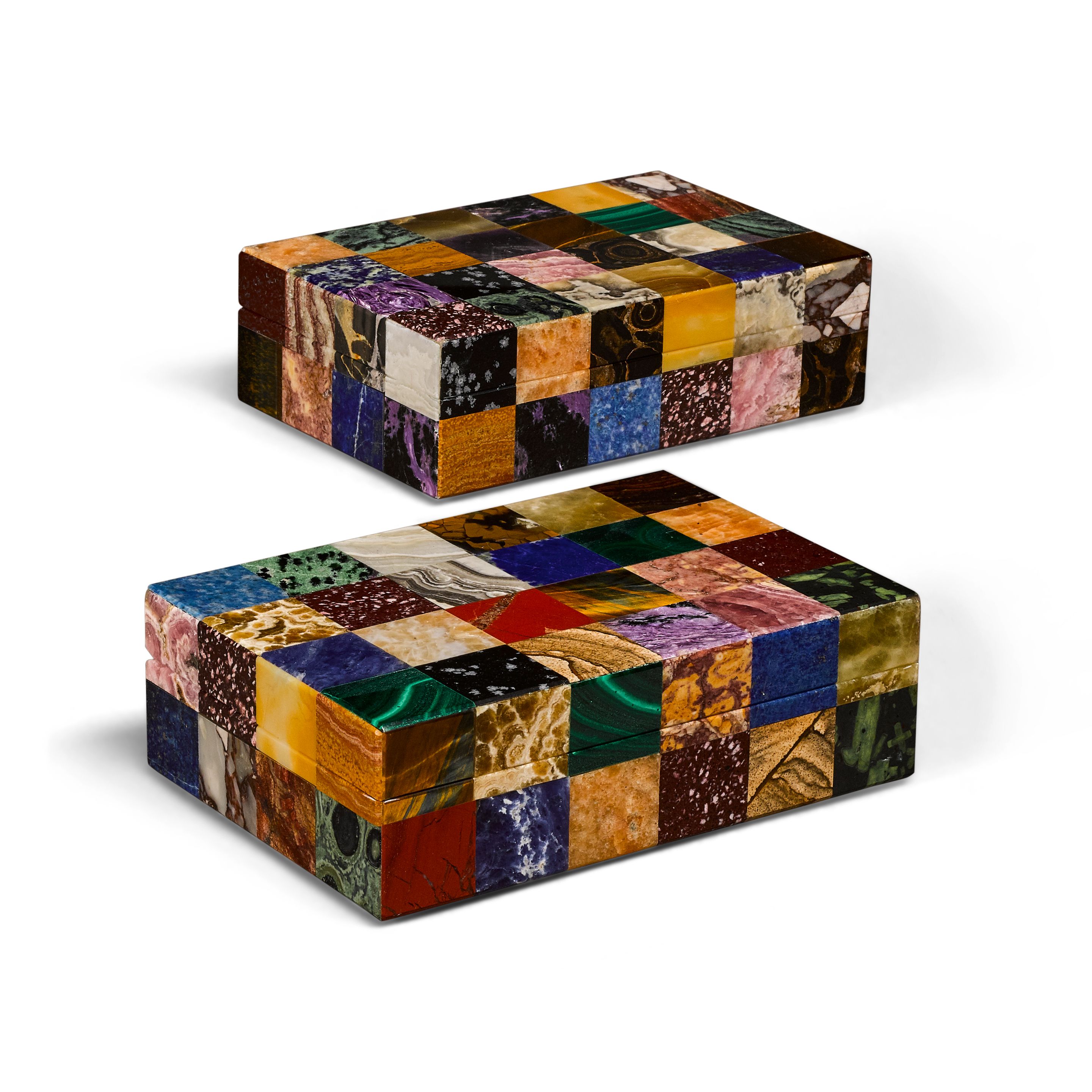 Two Patchwork Multi-gem boxes