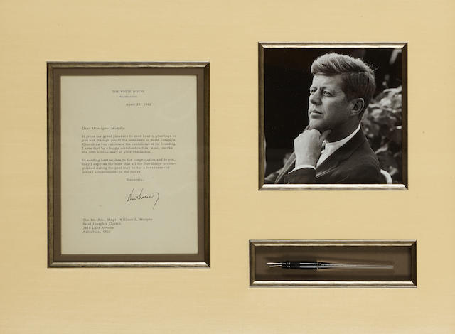 JOHN F. KENNEDY CREATES THE PEACE CORPS. Steel-nibbed pen by Esterbrook,