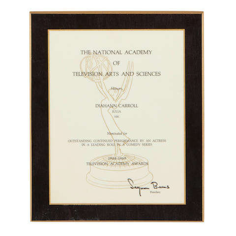 An Emmy Award&#174; nomination certificate for Julia