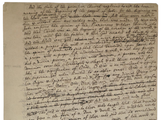 NEWTON, ISAAC. 1642-1726/7. Autograph manuscript in English, exploring the nature of God,
