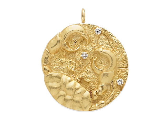 A Gold "Cancer" Zodiac Medallion, Tiffany & Co., Circa 1970