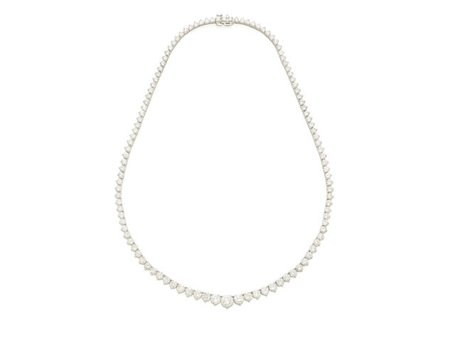 A white gold and diamond rivi&#232;re necklace