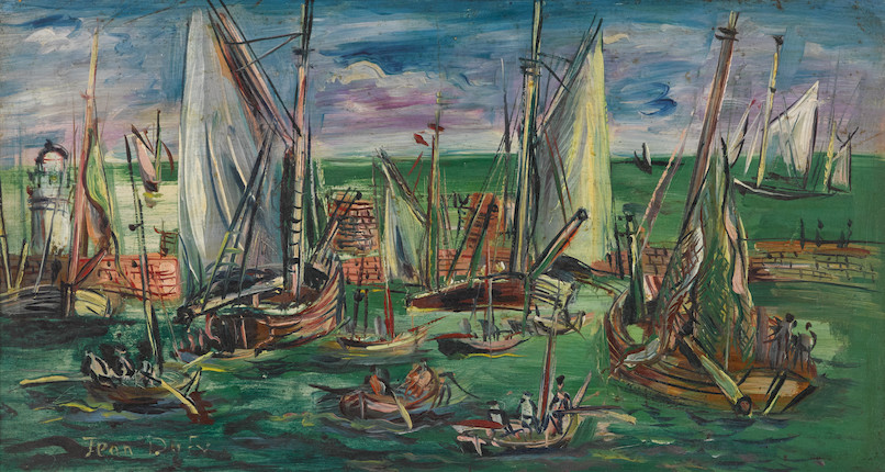 JEAN DUFY (1888-1964) Port de L'Île d'Yeu 10 x 18 in (25.4 x 45.7 cm) (Painted circa 1928-30) image 1