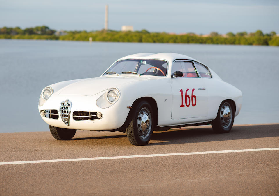 <i>One of 18 Sprint Veloce Zagatos producedMille Miglia eligible</i><br /><b>1957 Alfa Romeo Giulietta Sprint Veloce Double Bubble Coupe  </b><br />Chassis no. 4458 <br />Engine no. 1315 (see text)