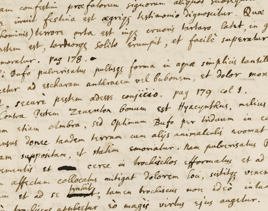 ISAAC NEWTON ON THE PLAGUE. NEWTON, ISAAC. 1642-1726/7. Autograph Manuscript, being Newton's notes on reading Van Helmont's De Peste, image 4