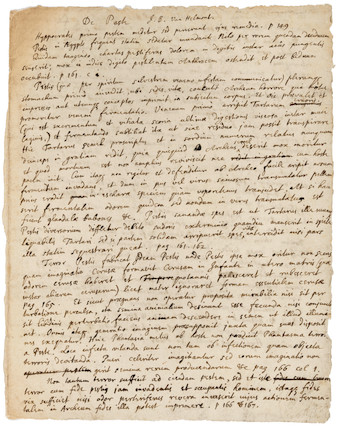 ISAAC NEWTON ON THE PLAGUE. NEWTON, ISAAC. 1642-1726/7. Autograph Manuscript, being Newton's notes on reading Van Helmont's De Peste, image 1