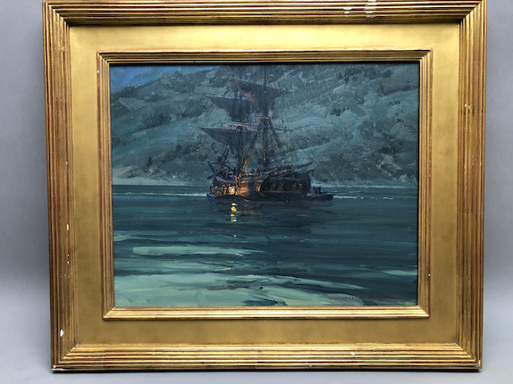 Christopher Blossom (born 1956) Smuggling off San Diego, The Brig Betsy, September 1800 16 x 20in framed 23 x 26 1/2in image 6