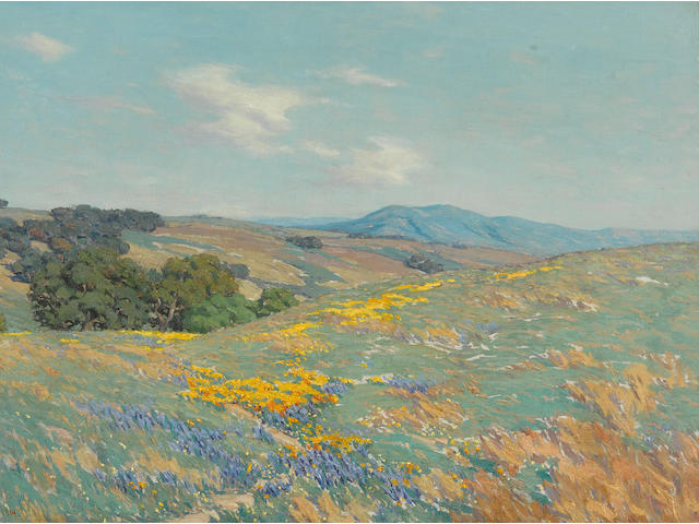 Granville Redmond (1871-1935) Poppies and Lupine 20 x 30in framed 30 x 40in (Painted in 1914.)
