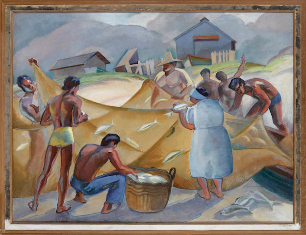 Robert Eskridge (1891-1975) Hukilau 42 x 54in framed 47 x 59in (Painted in 1940.)