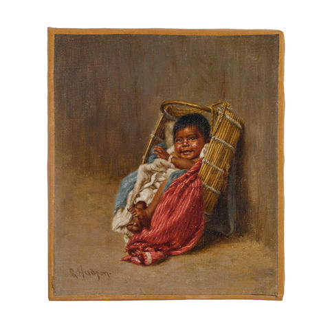 Grace Carpenter Hudson (1865-1937) Untitled (Papoose) 5 1/2 x 4 1/2in framed 7 1/4 x 6 3/4in (Painted in 1897.)