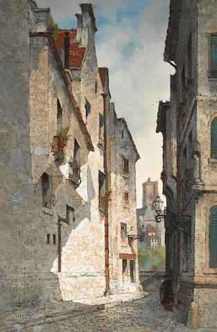 Edwin Deakin (1838-1923) Street Scene in Paris (Rue des Chantres) 30 x 20in framed 38 x 28in