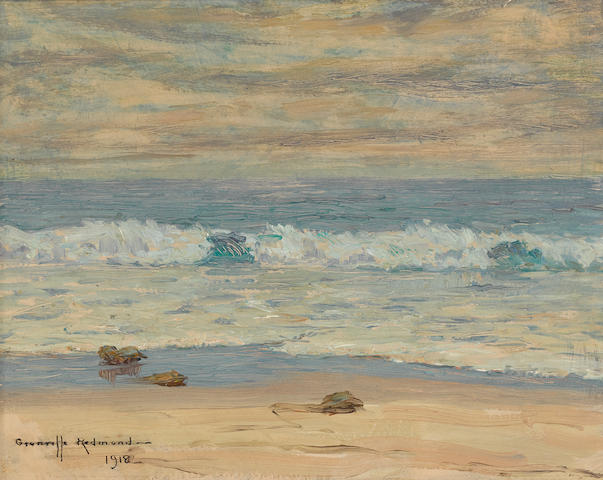 Granville Redmond (1871-1935) Waves on the shore 11 x 14in framed 18 x 21in (Painted in 1918.)