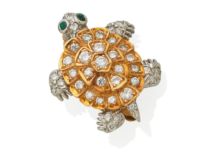 Tiffany & Co.: Diamond and Emerald Turtle Pin