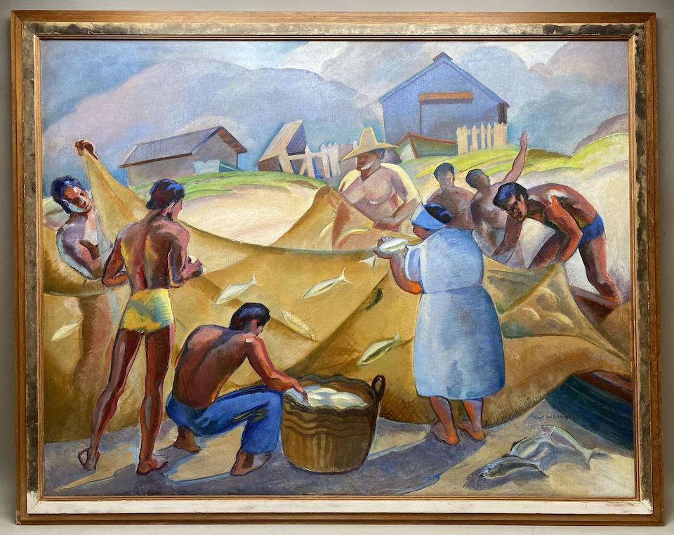 Robert Eskridge (1891-1975) Hukilau 42 x 54in framed 47 x 59in (Painted in 1940.)